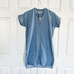 Everlane The Splitneck Jean Dress in Medium Washed Blue